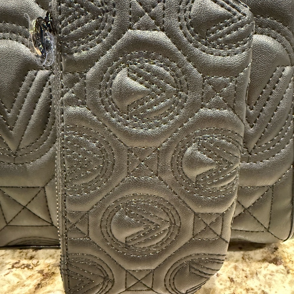 Valentino Orlandi Large Black Tote With Detachable Shoulder Strap Matching Pouch - Picture 5 of 7